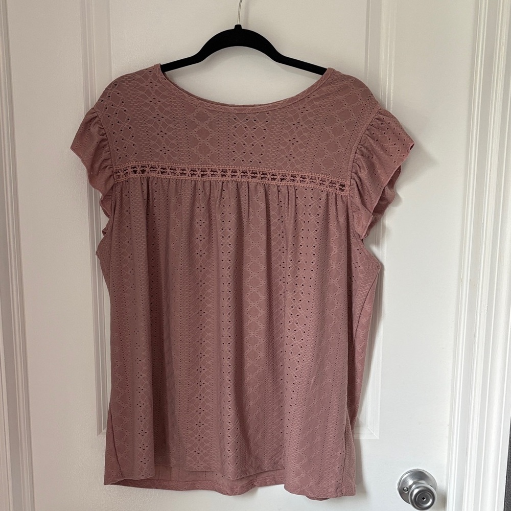 SHEIN Dusty Pink Eyelet Blouse